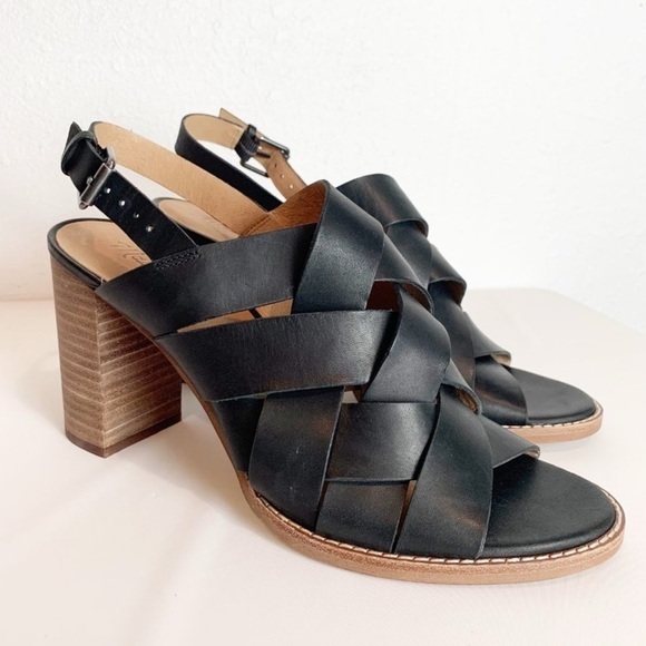 Madewell Shoes - UEC MADEWELL LEATHER Woven slingback black Cindy Sandal Size 8.5